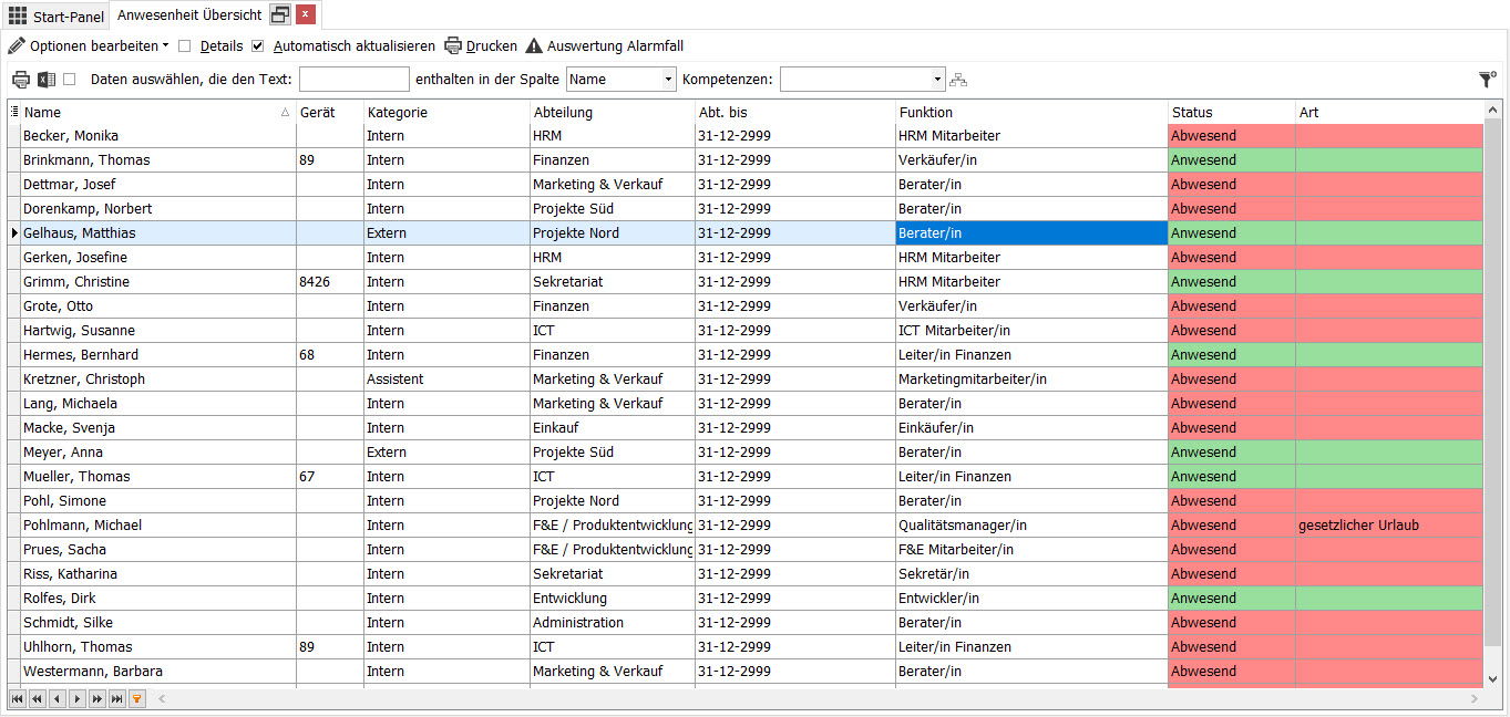 Anwesenheitsliste TimeTell Anwesenheitsliste TimeTell